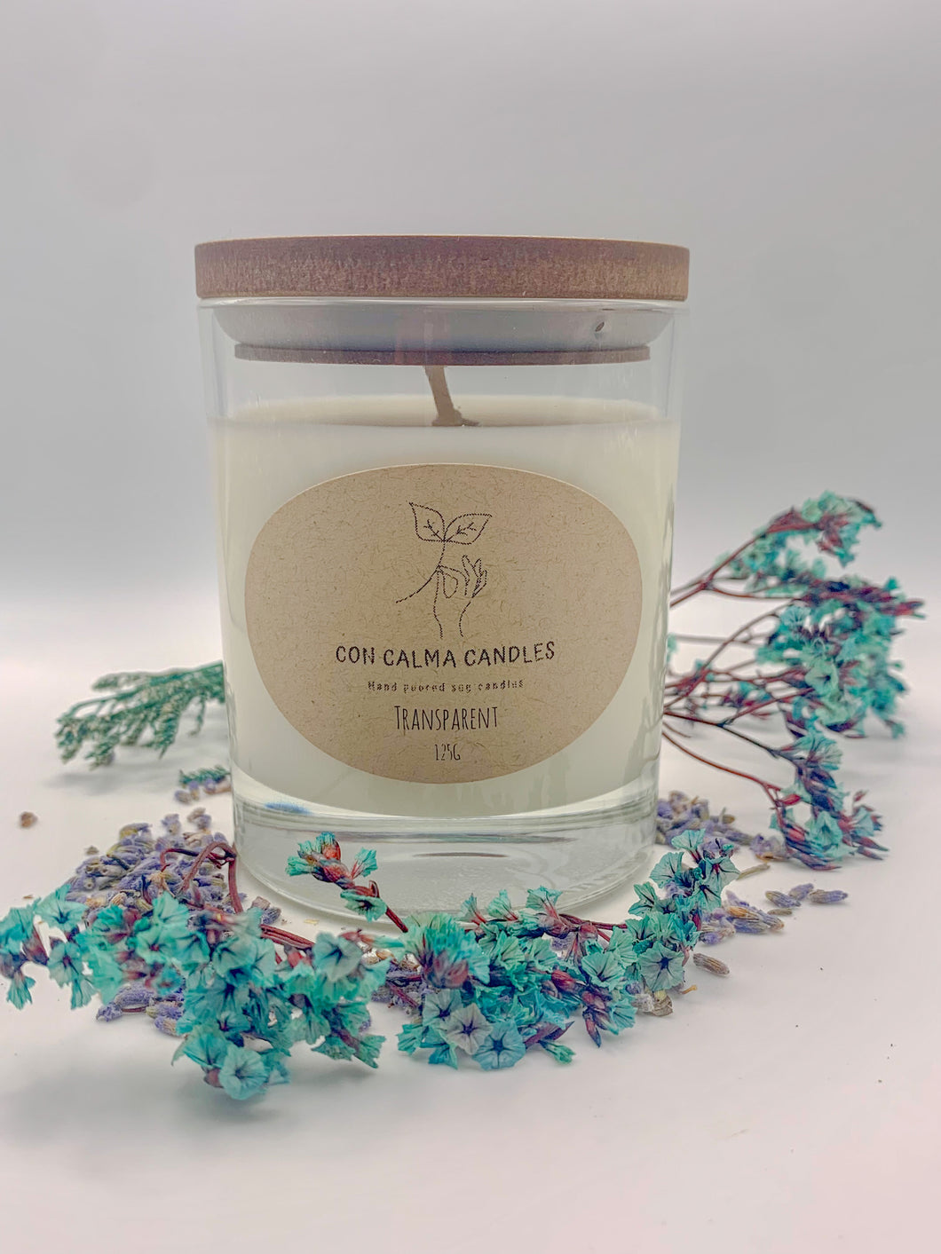 Transparent soy wax candle